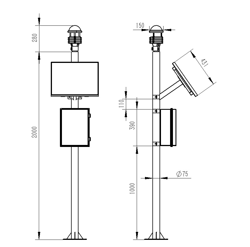 城市微型氣象站產(chǎn)品尺寸圖